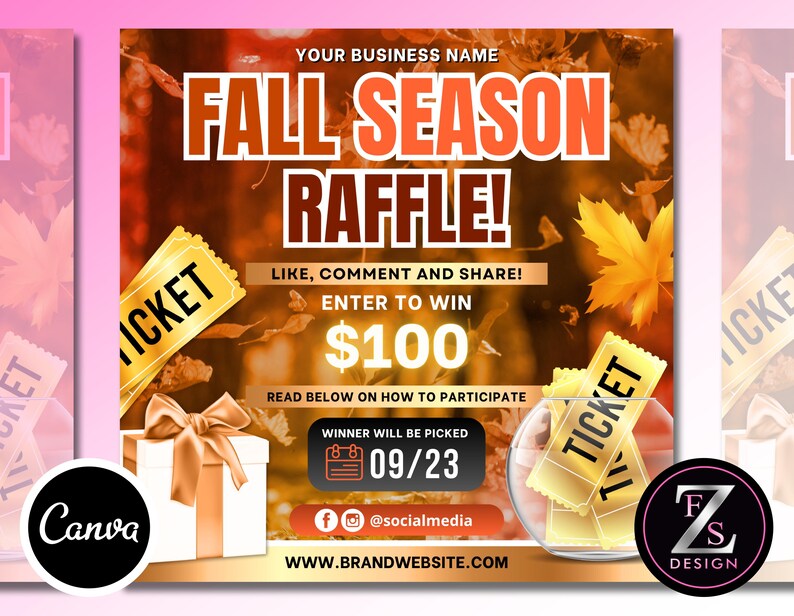 Fall Raffle Giveaway Flyer, DIY Fall Flyer, Giveaway Flyer, Raffle ...
