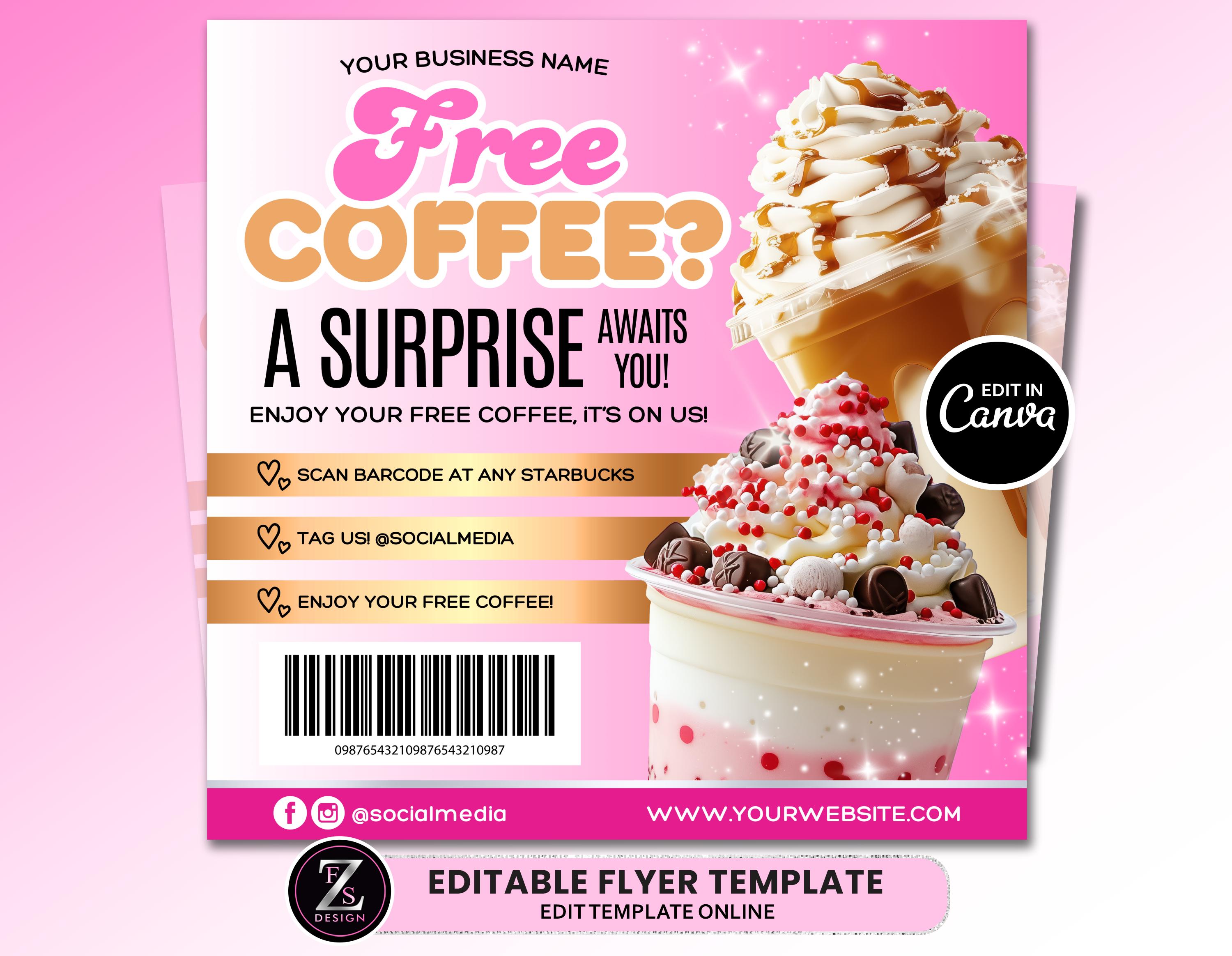 Treat For You Flyer, Coffee Flyer, Client Appreciation Flyer, Coffee Gift Flyer, Sweet Treat Flyer Template, Giveaway Flyer