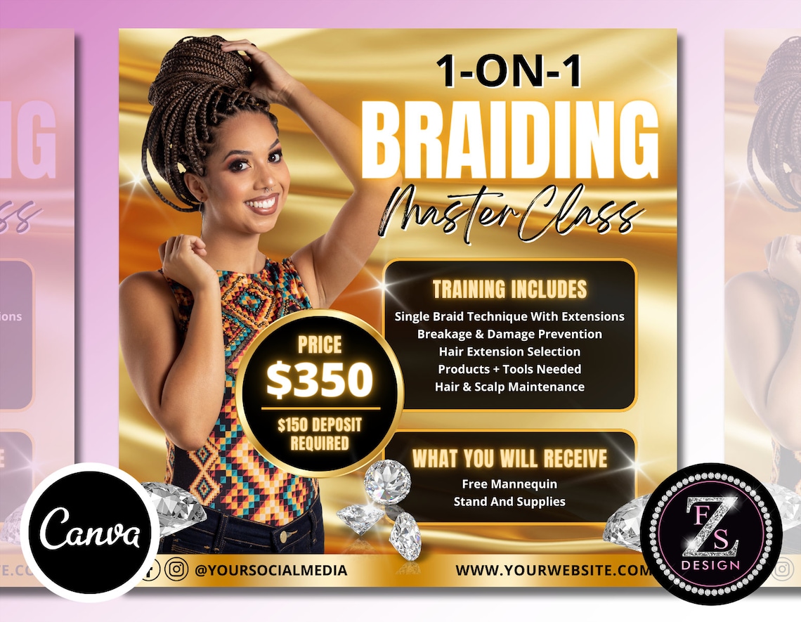 Braid Class Flyer DIY Hair Flyer Braiding Training Flyer - Etsy