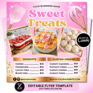 Bäckerei Flyer, Flyer für süße Leckereien, Flyer für den Backverkauf, Dessert-Flyer, Bake-Shop-Flyer, Gebäck-Flyer, Kuchen-Business-Flyer