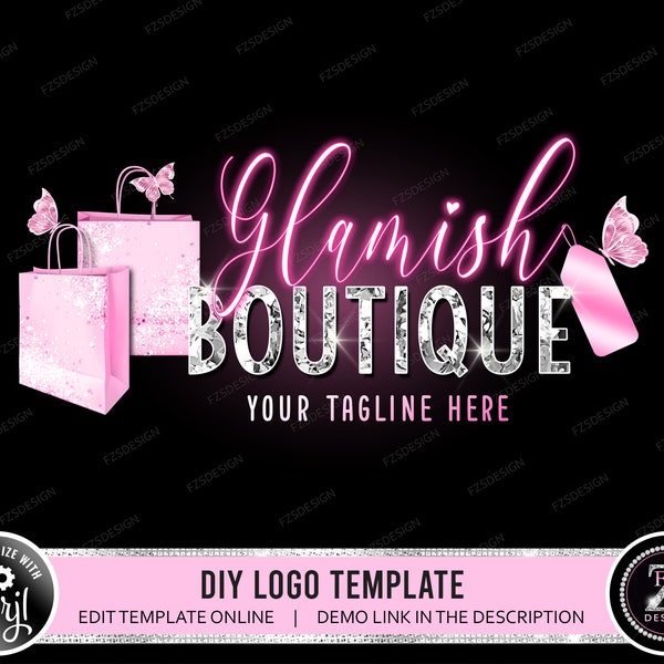 DIY Boutique Logo-Design Einkaufstasche Logo Mode-Stil-Logo-Stoff-Tag-Logo-Online-Shop-Logo-Schmetterlinge-Logo Instagram-Shop-Logo