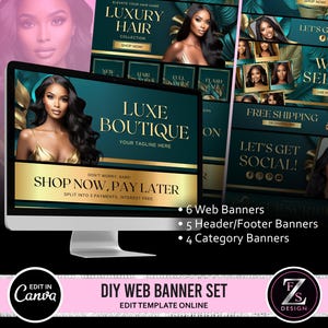 DIY webbannersset, 15 websitebanners Beauty Artist Hair Nails Boutique, webbanners, Shopify Webcanva-sjablonen