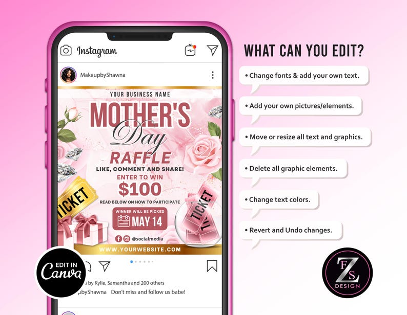 Mum Raffle Mothers Day Raffle Giveaway Flyer, DIY May Flyer, Giveaway Flyer ...
