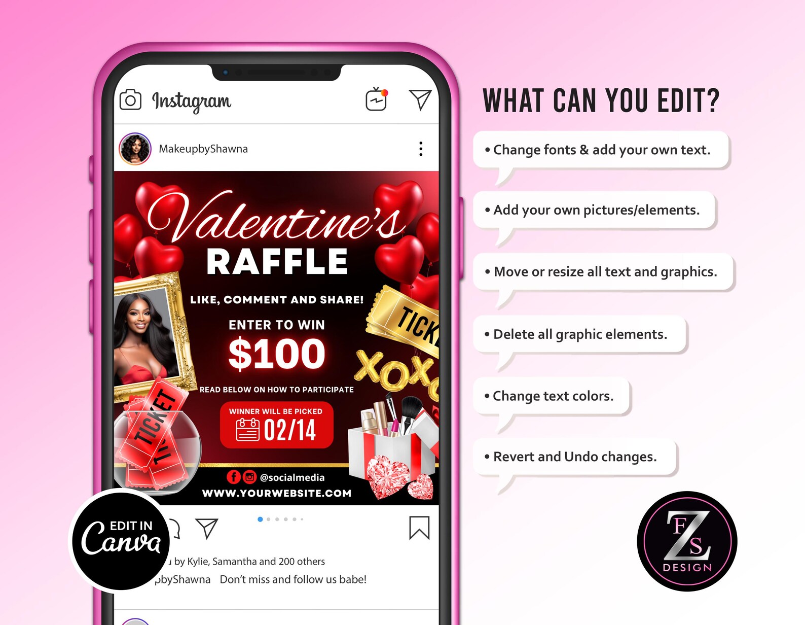 Valinetines Raffle Poster Valentines Day Raffle Giveaway Flyer, DIY Valentines Flyer, Giveaway ...