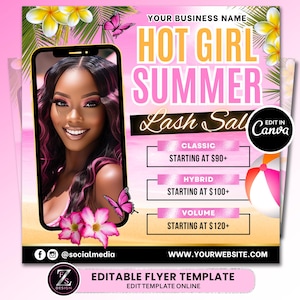 Summer Lash Sale Flyer, Lash Extensions Flyer, Beauty Lash Deals Flyer, Lash Flyer, Summer Season Lashes Flyer Template