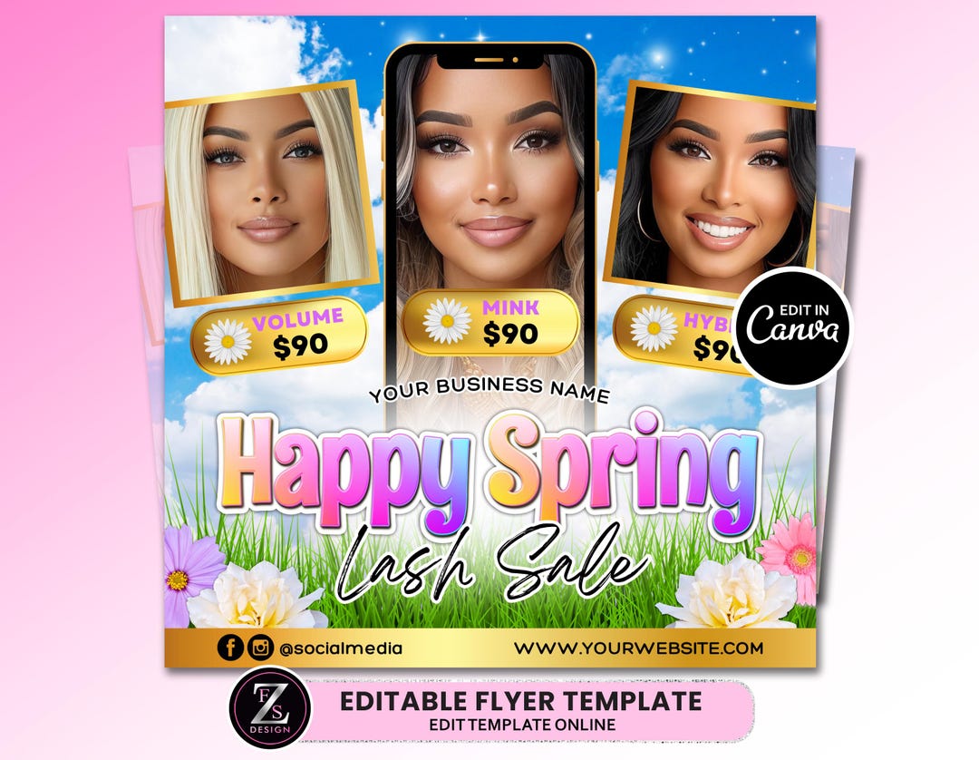 Spring Lashes Sale Flyer, DIY Lash Extensions Flyer, Beauty Lash Deals ...