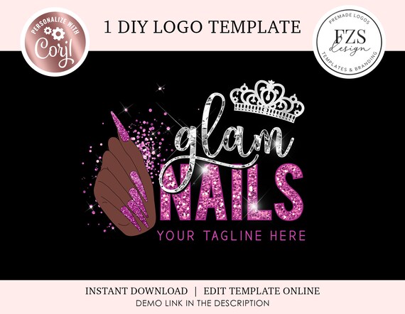 Nails Logo Beauty Salon Logo Diy Logo Design Crown Logo | Etsy