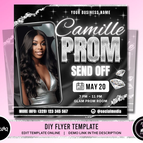 Prom Send Off Flyer, Prom Makeup Flyer, Graduation Flyer, Senior Night Flyer, School Flyer, Party Event Flyer, Instagram Post