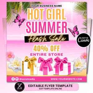 Summer Sale Flyer, Summer Appointment Flyer, Summer Season Flash Sale, Beauty Hair Lashes Nails Boutique Canva Template Flyer