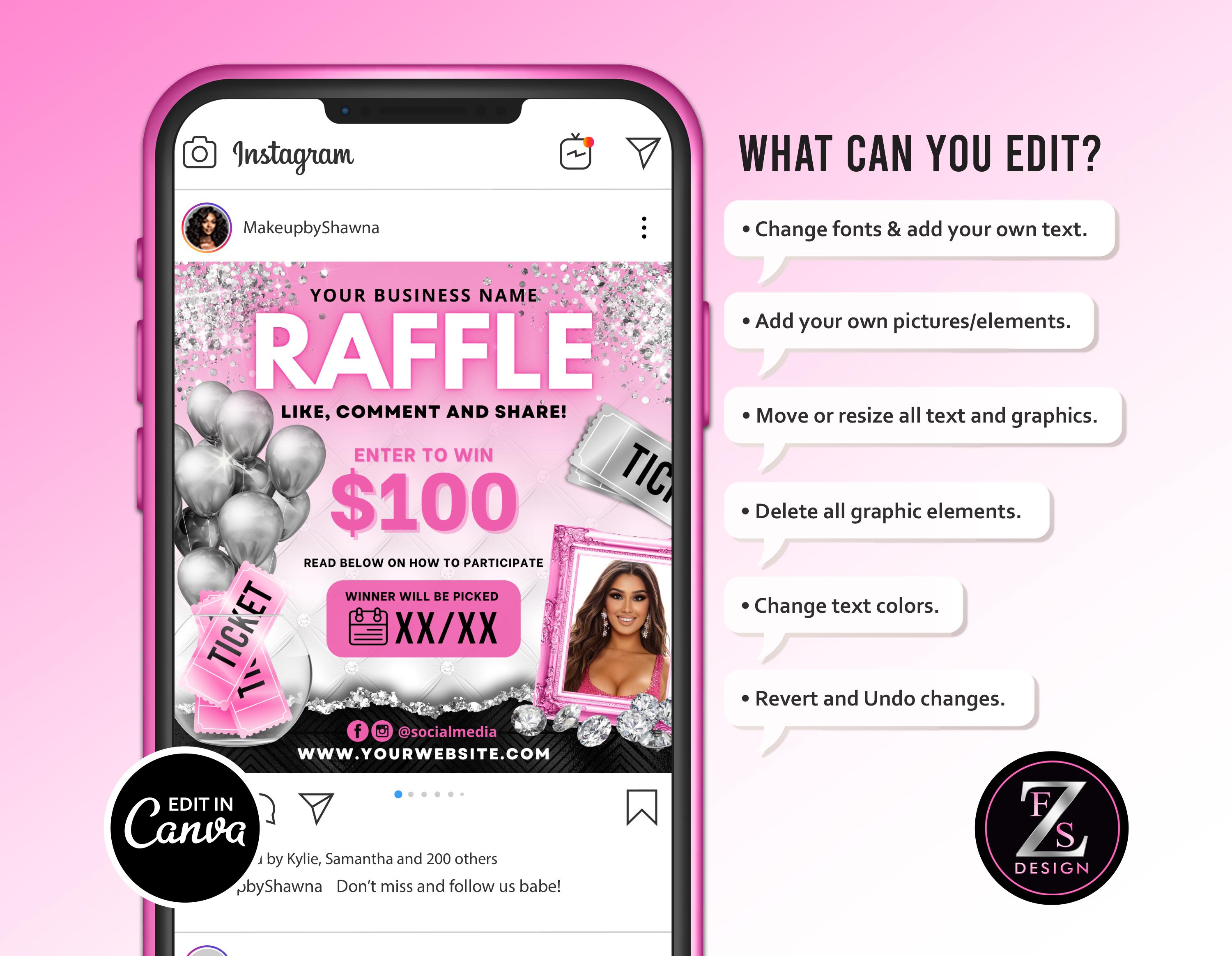 Beauty Raffle Raffle Flyer, DIY Giveaway Flyer, Raffle Ticket Flyer, Prize Flyer ...