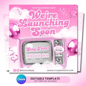 Ny webbplatsflyer, kommer snart hårstylist fransar naglar tekniska flätor Canva-mall, webbplatslanseringsmall