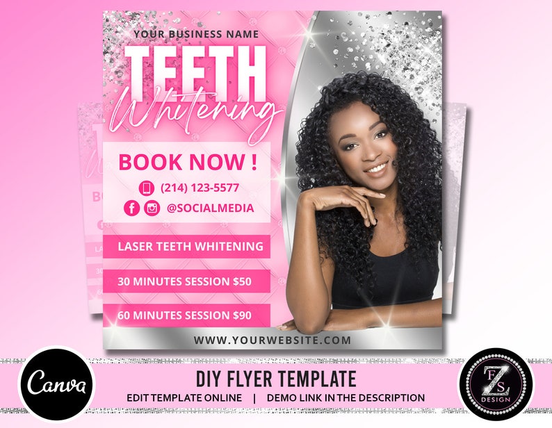 Teeth Whitening Flyer DIY Appointments Social Media Instagram Etsy