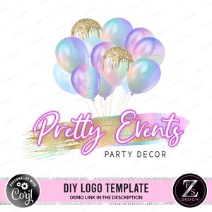 Party decor logo balloons logo events logo diy logo holographic logo party planner logo party supplies logo