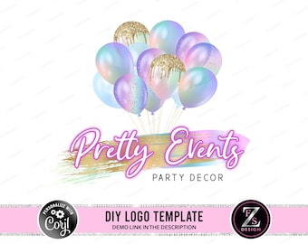 Party decor logo balloons logo events logo diy logo holographic logo party planner logo party supplies logo
