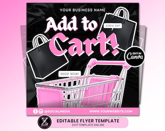 Add to Cart Flyer, Hair Stylist Flyer, Add to Bag Flyer, Bookings Flyer for Beauty Lashes Nails Braids Makeup Hair Wig