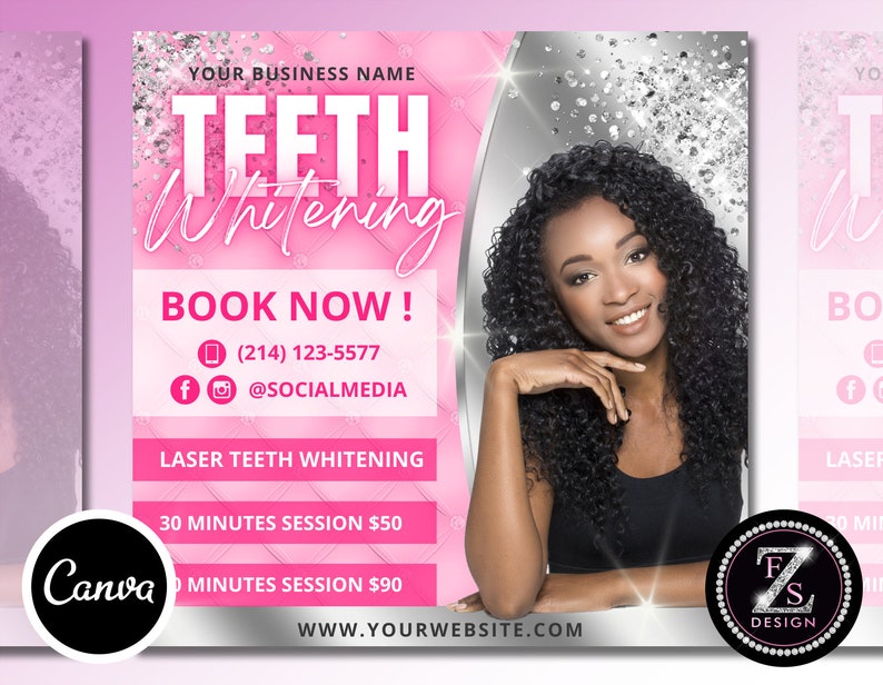 Teeth Whitening Flyer DIY Appointments Social Media Instagram Etsy