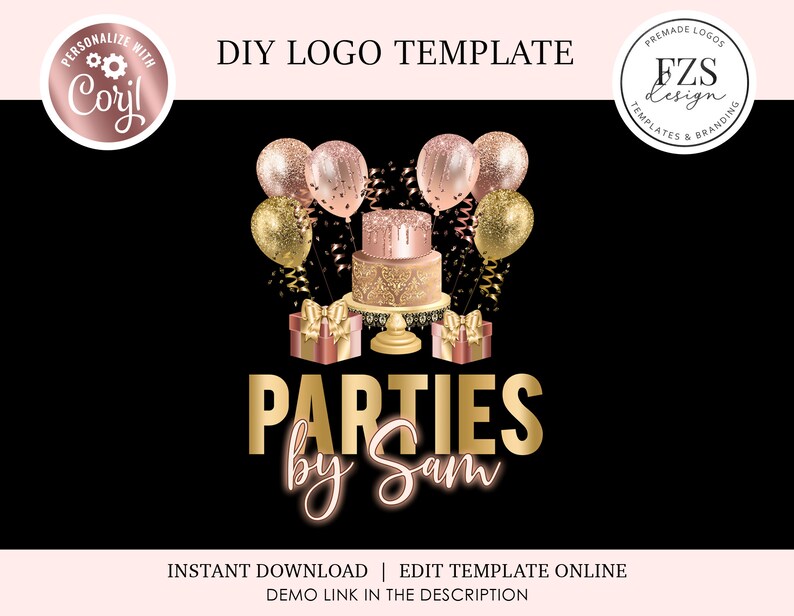Party Decor Logo Gold Balloons Logo Cake Logo Gifts Logo Event Etsy