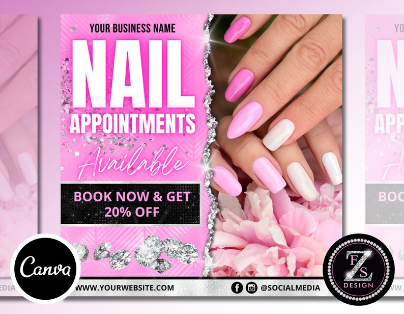 Nail Appointments Flyer DIY Flyer Book Now Available Social Etsy