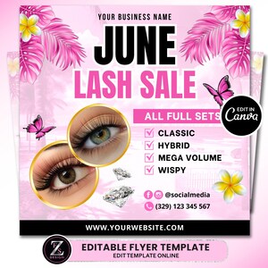 June Lash Sale Flyer, DIY Lash Extensions Flyer, Lash Deals Flyer, Beauty Lash Flyer, June Lashes Flyer, Summer Season Flyer Template