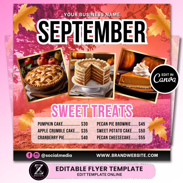 Fall Bakery Templates - Etsy