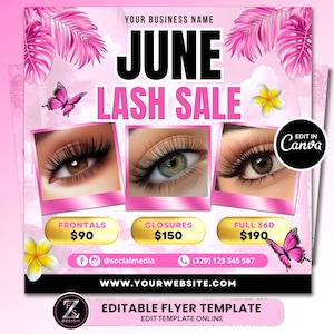 June Lash Sale Flyer, DIY Lash Extensions Flyer, Lash Deals Flyer, Beauty Lash Flyer, June Lashes Flyer, Summer Season Flyer Template