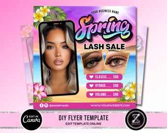 Spring Lashes Sale Flyer, DIY Lash Extensions Flyer, Beauty Lash Deals Flyer, Lash Flyer, Spring Lashes Flyer, Flyer Template