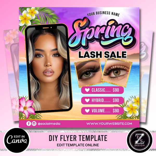 Spring Lashes Sale Flyer, DIY Lash Extensions Flyer, Beauty Lash Deals Flyer, Lash Flyer, Spring Lashes Flyer, Flyer Template