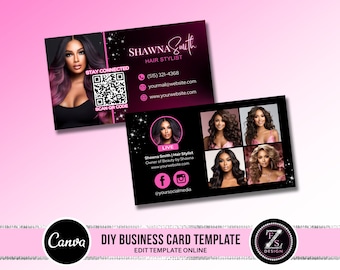 Business Card Template Design, Instagram Business Card, Beauty Artist Hair Nails Lahes Business Card Template