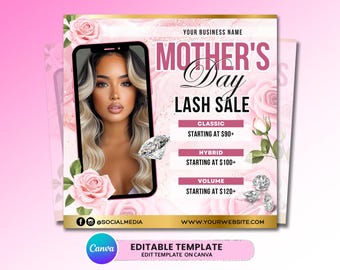 Muttertags-Lash Flyer, DIY-Lash-Erweiterungen Flyer, Mai-Lashes-Flyer, Beauty-Lash-Deals-Flyer, Lash-Sale-Flyer, Flyer-Vorlage