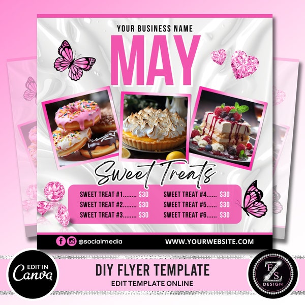 May Bake Sale Flyer, Bakery Flyer, Sweet Treats Flyer, May Dessert Flyer, Mothers Day Flyer, Bake Shop Flyer, Pastry Flyer