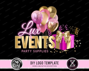Party decor logo pink balloons logo gift logo events logo diy logo party supplies logo template gold balloons logo party planner logo