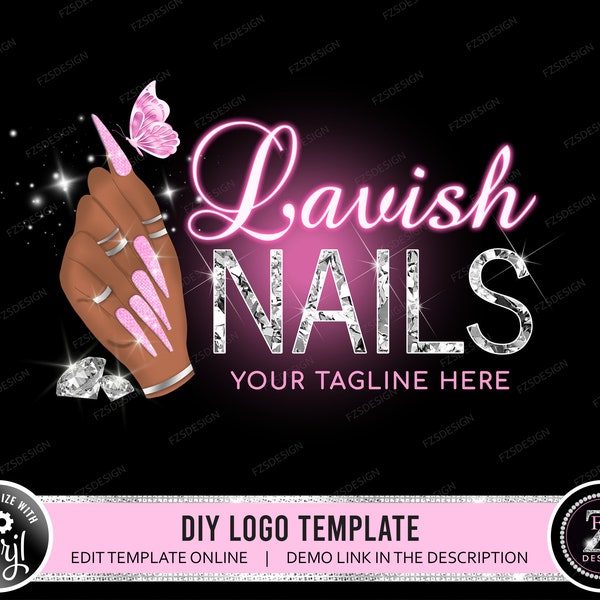 Nägel Logo Schönheit Logo diy Logo Design Schönheitssalon Logo Nagelkünstler Logo Nagellack Logo Diamant Logo Schmetterling Logo