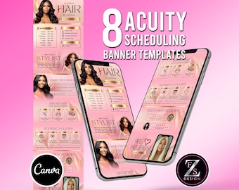 Hair Stylist Acuity Website Templates, Scheduling Website Banners, Acuity Booking Banner Design Canva Template
