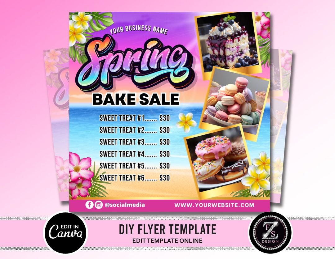 Spring Bake Sale Flyer, Bakery Flyer, Spring Sweet Treats Flyer, Spring ...