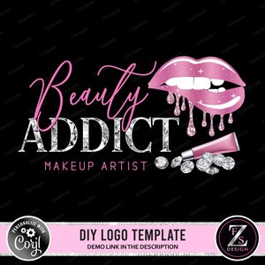Lip gloss logo diy logo beauty logo design lipgloss logo makeup artist logo lips logo diamond logo