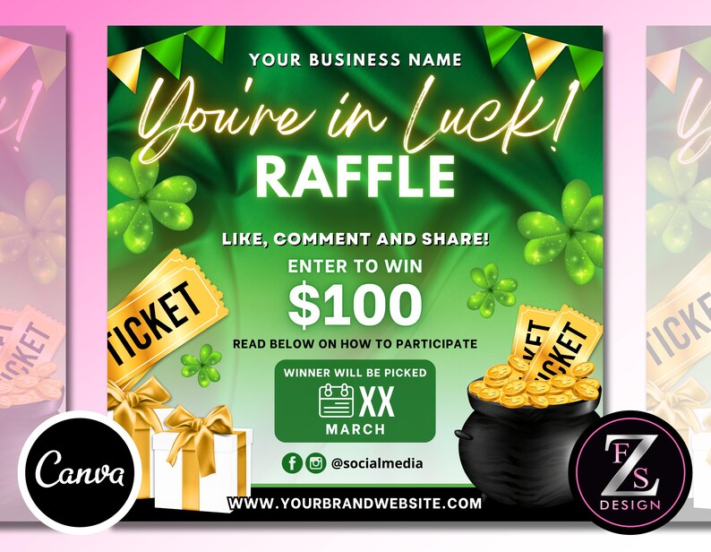 March Giveaway Flyer, Patricks Day Raffle Template, Beauty Makeup Hair ...