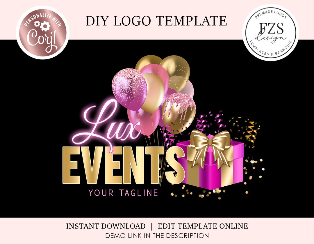 Party Decor Logo Pink Balloons Logo Gift Logo Events Logo Diy Logo