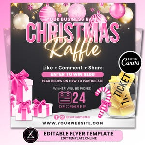 Weihnachtsraffle-Werbegeschenk-Flyer, DIY-Feiertags-Flyer, Werbegeschenk-Flyer, Feiertags-Verlosung-Flyer, Raffle-Lokal-Flyer, Weihnachts-Giveaway-Flyer