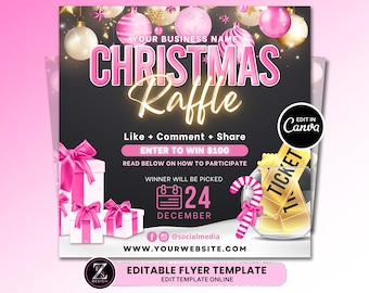 Christmas Raffle Giveaway Flyer, DIY Holiday Flyer, Giveaway Flyer, Holiday Raffle Flyer, Raffle Ticket Flyer, Christmas Giveaway Flyer