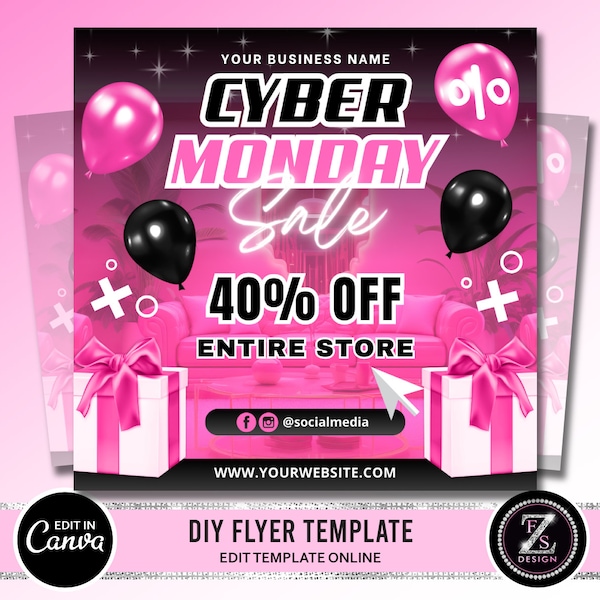 Cyber Monday Sale Flyer, November Appointment Flyer, Cyber Monday Flash Sale, Beauty Braids Hair Lashes Nails Boutique Flyer Template