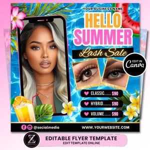 Sommer-Lash Sale Flyer, DIY-Lash-Verlängerungen Flyer, Beauty-Lash-Angebote-Flyer, Lash-Flyer, Sommersaison-Wimpern-Flyer-Vorlage