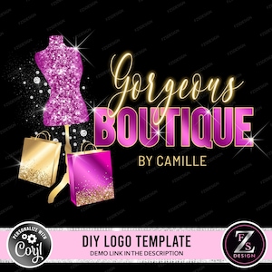 DIY Boutique logo design shopping bag logo fashion style logo diamond logo online shop logo mannequin logo instagram shop logo