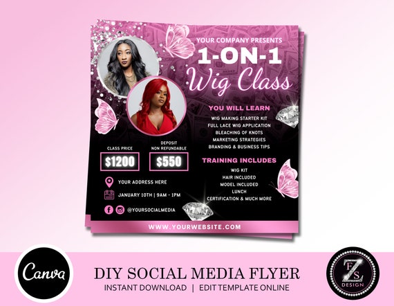 DIY Slay That Lace Class Flyer, Canva Editable Flyer Template, Book Now  Hair Templates, Training Class Flyer, Wig Course, Instant Download 