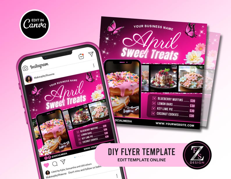 April Bake Sale Flyer, Bakery Flyer, Sweet Treats Flyer, April Dessert ...