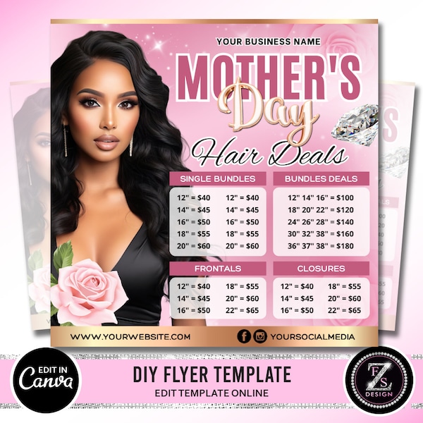 Mothers Day Hair Sale Flyer, Hair Sale Price List, Wig Prices Flyer, Hair Flyer, Wig Sale Flyer, May Flyer, Mothers Day Flyer, Wig Flyer