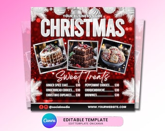 Christmas Bake Sale Flyer, Bakery Flyer, Sweet Treats Flyer, Christmas Dessert Flyer, Bake Shop Flyer, Pastry Flyer, Cake Flyer