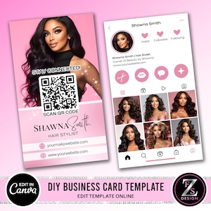 Sjabloonontwerp voor visitekaartjes, Instagram-visitekaartje, schoonheidskunstenaar Hair Nails Lahes-sjabloon voor visitekaartjes