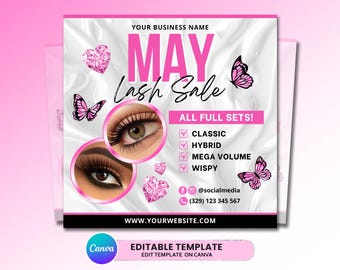 May Lash Sale Flyer, Lash Erweiterungen Flyer, Lash Angebote Flyer, Beauty Lash Flyer, May Sale Flyer Vorlage, Muttertags Flyer