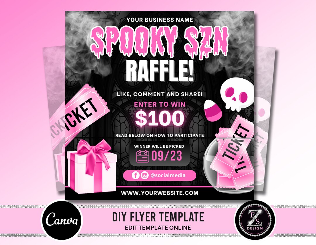 Halloween Raffle Giveaway Flyer, October Flyer, Giveaway Flyer, Raffle