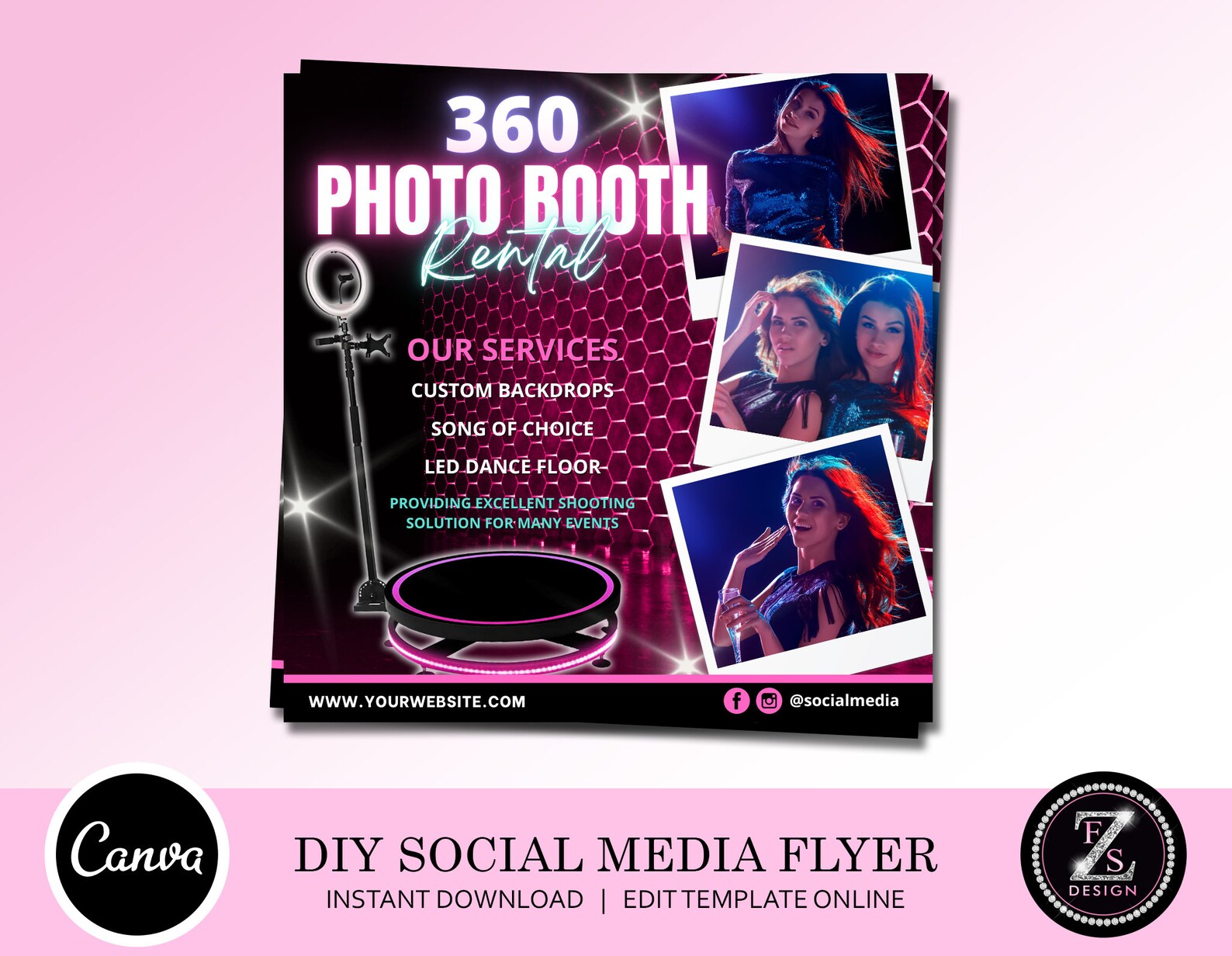360 Photo Booth Rental Flyer DIY Party Rental Flyer Instagram - Etsy